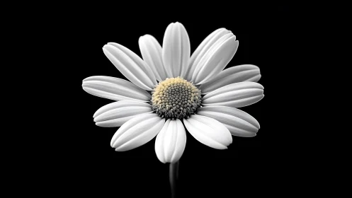 Single daisy blooms in stark monochrome elegance.