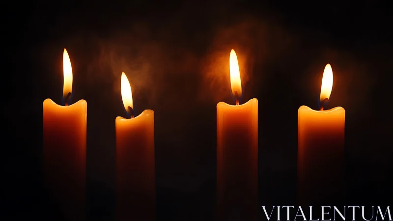 Four Flames Dancing Against Velvety Darkness