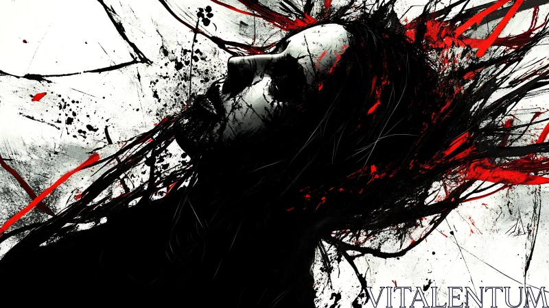 Expressionist portrait with explosive ink splatter dynamics.