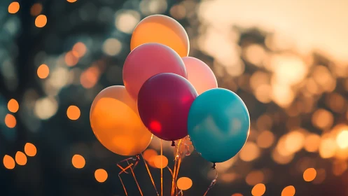 Luminous Spheres Dancing Through Golden Bokeh Dreams