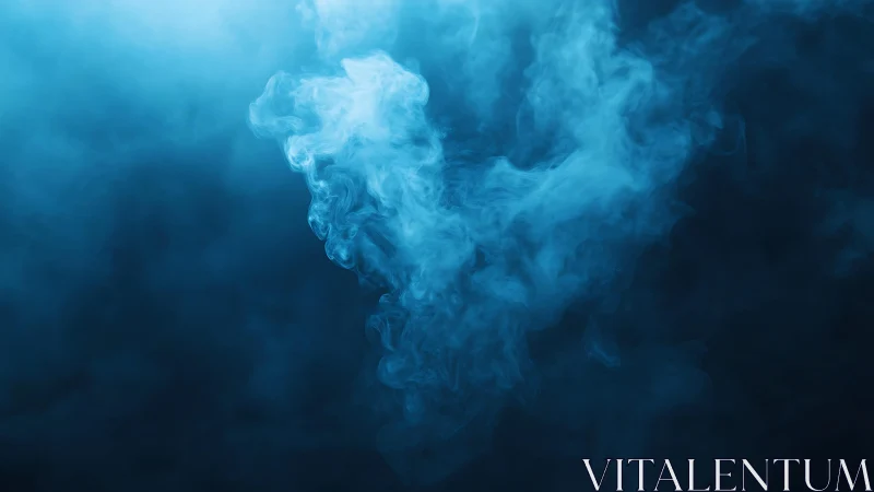 Abstract blue smoke swirling on a dark background, moody style.