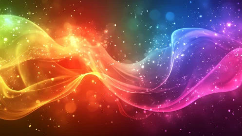 Rainbow stardust rivers swirling through a dreamy night sky.