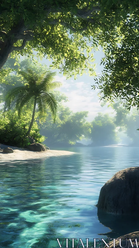 Emerald Cove Dreams: Where Jungle Whispers Meet Turquoise Waters.