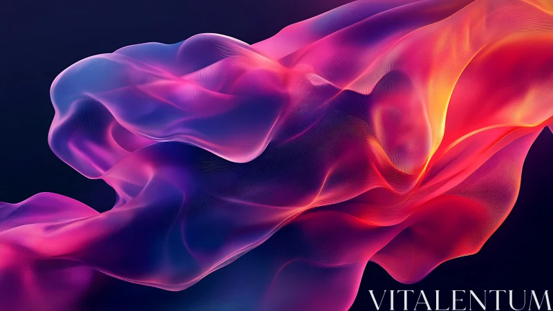 Vibrant neon waveforms flow across deep gradient void