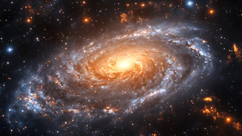 Spiral galaxy core blazing with luminous stellar currents.