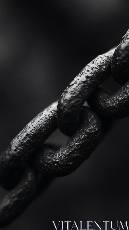 Monochrome macro study of interlocked steel chain links.