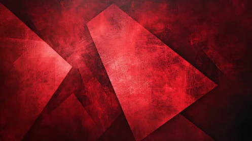 Abstract geometric red shapes with textured grunge background.
