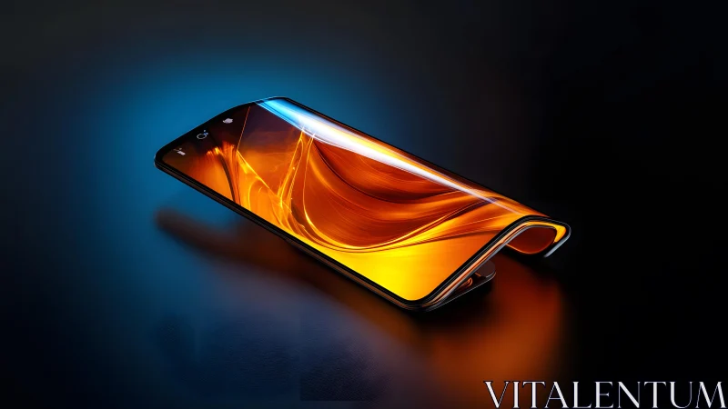 Futuristic Foldable Smartphone with Curved Display, Digital Art.