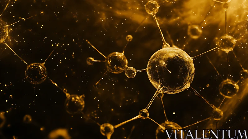 Golden molecular network in abstract microscopic perspective.