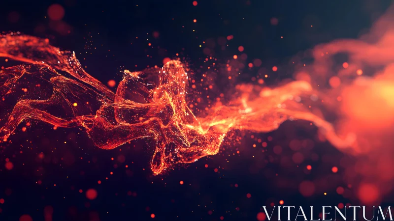 Vivid Abstract Digital Art of Glowing Red Energy Flow.