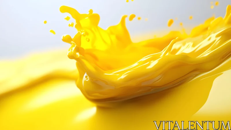 Vivid yellow paint splash in motion, dynamic and abstract style.