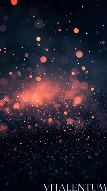 Glowing ember particles drifting over dark velvet ground.