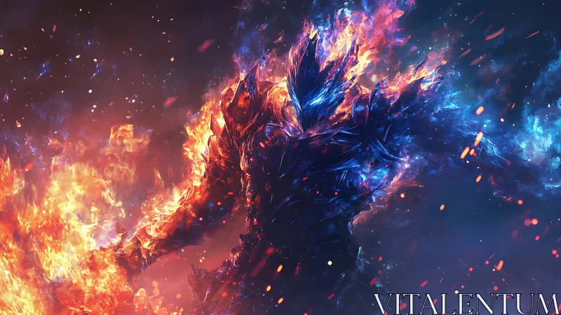 Bifurcated elemental titan forged from opposing fire and ice