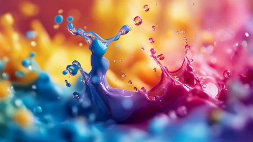 Colorful liquid splash erupts in dynamic motion and light.