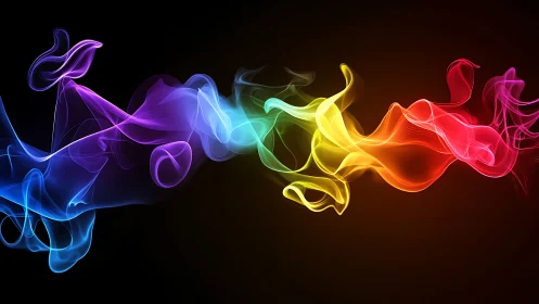 Radiant neon color waves flow across a deep black background