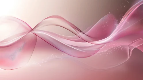 Silken pink soundwaves drift softly through luminous space