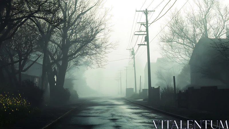 Fog-drenched suburban street humming with quiet suspense.