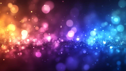 Vibrant multicolored bokeh lights in dreamy abstract background.