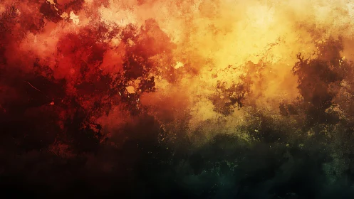 Dramatic Abstract Cloudscape in Fiery Red and Golden Hues.