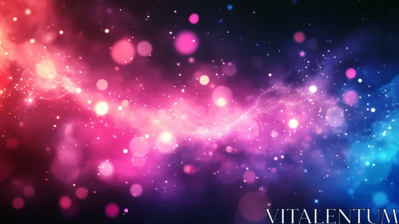 Glowing cosmic colors dance across a dreamy starlit sky