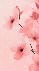 Pink Translucent Flowers with Scattered Petals.