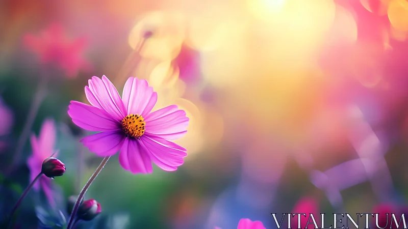 Magenta Cosmos Bloom: Where Light Dances Through Petals.