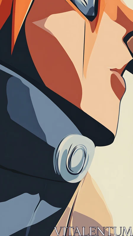 Minimalist anime portrait crops to stylized jawline and collar.