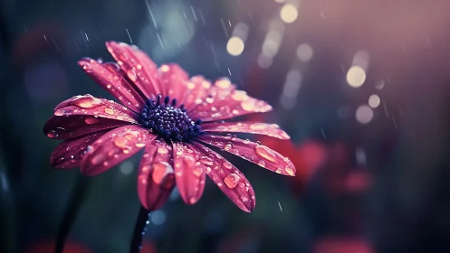 Rain-Kissed Magenta Bloom in Soft Focus.