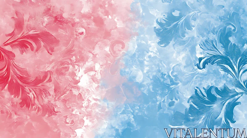 Soft pink and blue flourish art blending gentle contrasts.