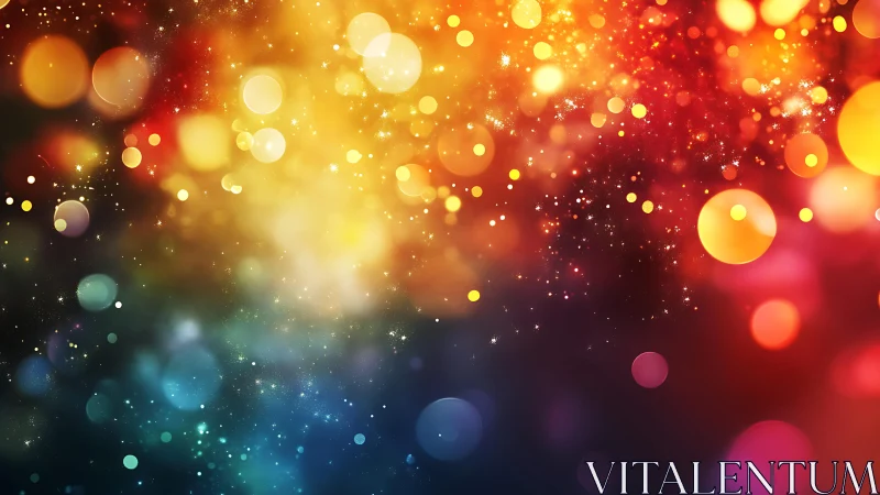 Vibrant abstract bokeh lights in colorful festive background.