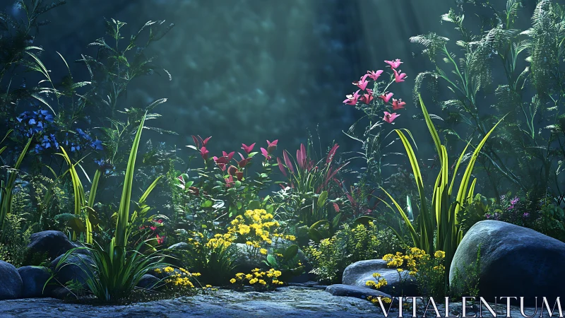 Volumetric Subsurface Illumination in Procedurally Generated Botanical Garden Scene