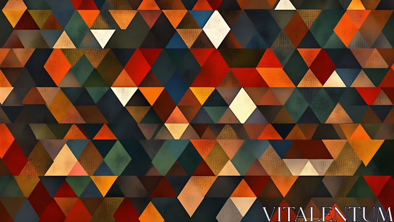 Geometric triangular pattern in layered warm color fields.