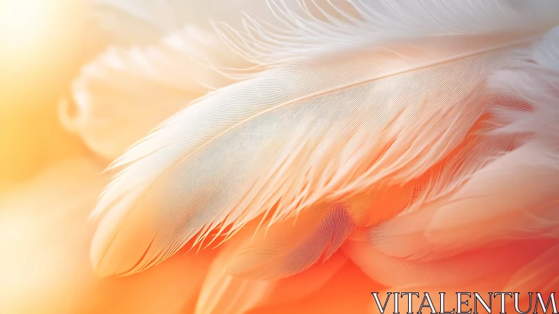 Macro feather structure reveals fine barbs in warm diffused light