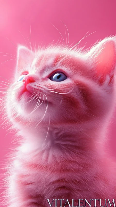 Fluffy Pink Kitten with Dreamy Blue Eyes.