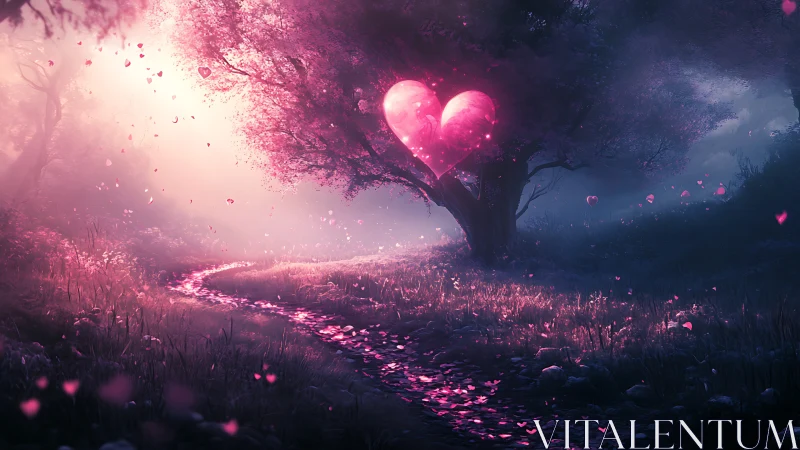 Glowing Heart Tree in an Enchanted Landscape.