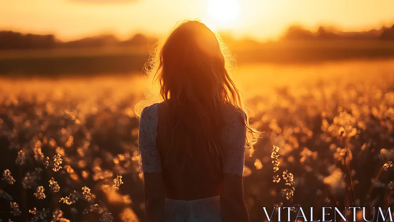 Sunset braids light into a lone wanderer in gold fields