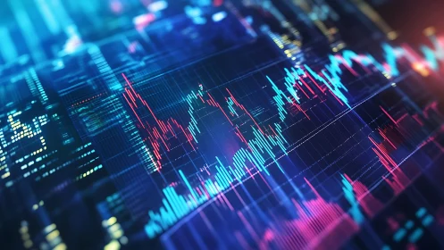 Digital financial market chart with multicolored data lines.