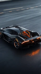 Midnight supercar glows with sleek orange futuristic energy