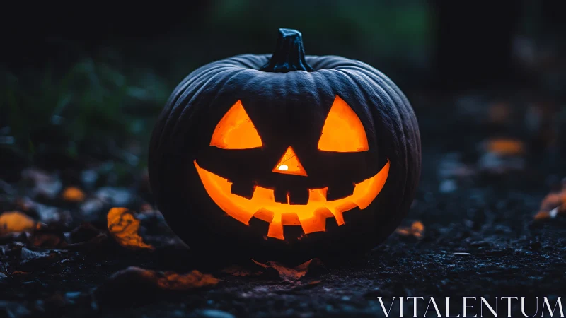 Grinning jack-o’-lantern lanterns dusk with mischief glow.