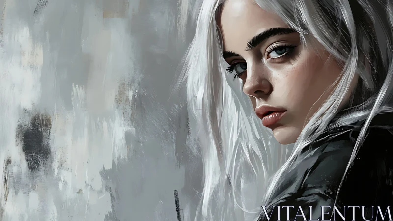 Profile study of silver-haired woman against muted wall.