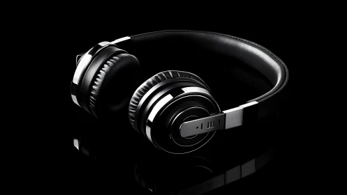 Premium over-ear headphones rendered with metallic accents and leather finish