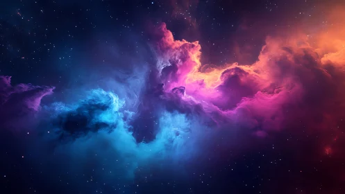 Dreamy cosmic nebula glowing in soft blues and pinks.