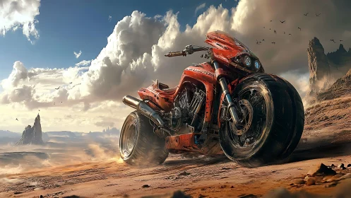 High-torque desert hoverbike rendered in cinematic atmospheric depth