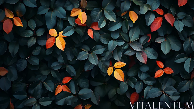 Midnight garden chorus of ember-bright autumn leaves.