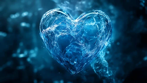 Water Heart Splash. Dynamic Blue Form.