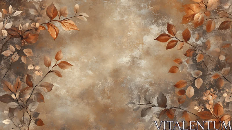 Autumn foliage curls around a warm textured backdrop.