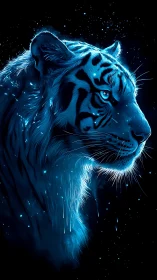 Starlit tiger listens to the cosmic hush between comets