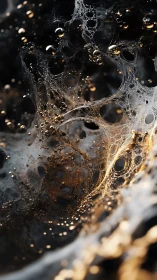 Macro capture reveals porous metallic foam with complex bokeh