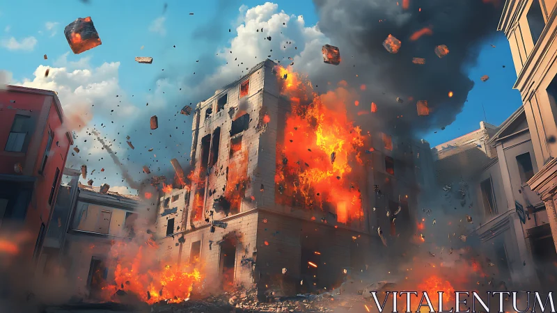 Urban Detonation: Architectural Destruction with Ballistic Debris Field.