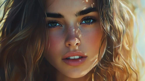 Digital painting portrait with luminous sunlit detailing.